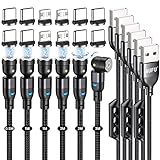 AUFU Magnet Ladekabel, Magnetisches Ladekabel [6Stück, 0.5m 1m 1m 2m 2m 3m], USB C Magnet Kabel 360° und 180° Drehbar kabel Magnetisch mit Micro USB/Type C für Smartphone