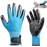 Lauviomify Katzen Fellpflegehandschuh - Katzenhandschuh für Fellwechsel - mit weichen Noppen - Effektive Katzenpflege-für Kurz - & Langhaar-Nass- & Trockenfell,Blau，1Paar