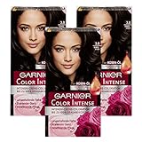 Garnier dauerhafte Creme-Coloration, für intensive, langanhaltende Farbe, 100% Grauabdeckung, Color Intense, 3.0 Dunkelbraun, 3 x 1 Stück