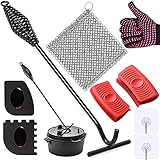 Deckelheber Dutch Oven, 42CM Feuertopf Deckelheber, Haken Dutch Oven, Ringreiniger Dutch Oven, Gusseisenreiniger aus Edelstahl 316, Dutch Oven Zubehör für BBQ, Grill, Camping, Gusseisen Töpfe