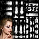 Soodyoow Glitzersteine Gesicht, 850 Stück Glitzersteine Selbstklebend, 5 Blätter Strasssteine Gesicht, Glitzer Gesicht Steine Silber für Gesicht Augen Körper Nägel für Festival Karneval Make Up