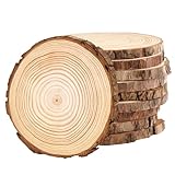 Philorn 10stk Holzscheiben 13-14cm Durchmesser, Baumscheiben zum Basteln, Holzscheibe Untersetzer Holz zum Basteln, Rustikale Holzplatten Natur mit Rinde für DIY, Deko, Hochzeit, Weihnachten