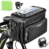 GXCROR Lenkertasche Fahrrad 5.5L Wasserdicht,Mit Touchscreen-Handyhalterung & Schultergurt - Universal für E-Bike, Mountainbike, Citybike