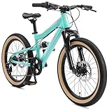 BIKESTAR Kinder Fahrrad Fully Mountainbike 7 Gang Shimano, Scheibenbremse ab 6 Jahre | 20 Zoll Kinderrad MTB | Mint