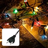 hellum Lichterkette innen strombetrieben, mini Lichterkette 20er Birnen bunte Lichter, beleuchtete 2,85m, Kabel grün Lichterkette 20 lichter mit Stecker für Weihnachten 832075