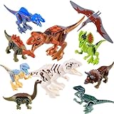 Necdeol Dinosaurier Block Spielzeug Set, 11 Stück Realistisches Dino Figuren Spielset, Enthalten Tyrannosaurus Rex, Triceratops, Flugsaurier, Dinosaurier Pädagogisches Spielzeug ab 3 4 5 6 7 8 Jahre