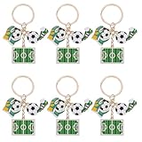 WEKAMOS 6 Stück Fußball Schlüsselanhänger aus Robuster Legierung Kleiner Fußball und Spielfeld Anhänger Sportliche Gastgeschenke für Fußballpartys Spieltage und Team Events