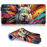 Schreibtischunterlage Spiritual Rabbit LED XXL PC-Schreibtischunterlage ROG Großes Gaming-Mauspad (90 x 40 x 0,3) cm wasserdicht und rutschfest für Büro-Schreibtischdekoration