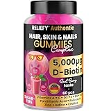 Biotin Hochdosiert Gummibärchen 5000μg | Haut Haare Nägel | Zink, B6, Jod, D3, A, C, E, B12, Cholin, Folsäure, Pantothensäure - Haarvitamine für Haarwachstum & Haarpflege Komplex - Vegan