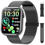 Smartwatch Damen Herren, 1.85' Zoll Touchscreen Smart Watch mit Bluetooth Anrufe, Uhr Damen Herren mit 140+ Sportmodi SpO2 Pulsuhr Schlafmonitor Schrittzähler, Armbanduhr für iOS Android