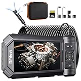 DPduct Endoskopkamera mit Licht, 10M Dual Lens Endoskop 5,0 Zoll IPS Bildschirm Inspektionskamera, 7.9mm Rohrkamera mit 8+1 Einstellbaren LED Licht, IP67 wasserdichte Industrie Endoskop Kamera-Schwarz