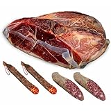 Linaje Negro® Iberischer Köderschinken, 1x Schinkenblock, x2 Extra Iberische Wurst, x2 Extra Iberischer Chorizo, exquisiter Geschmack, schwarzer Ursprung, glutenfrei, ideal für jeden Anlass