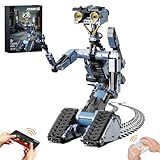 Millionspring Johnny 5 Roboter-Bausteinset Motorversion mit Fernbedienung, Kurzschluss-Offener-Stromkreis-Figuren-Modell, STEM-Roboter-Technikspielzeuggeschenke für Kinder, Erwachsene (1176 pcs)