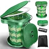 HOVIBU Campingtoilette Faltbar mit Toilettenbeutel, Campingklo mit Deckel, Mobile Toilette Höhe 34cm, Tragbar, Stabil, Max 400 Lbs, für Outdoor-Camping, Grillen, Reisen, Angeln, Strand, Selbstfahren