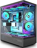 KEDIERS G7 PC Gehäuse Vorinstallierter 5 × 120mm PWM ARGB Lüfter, ATX Mid Tower PC Gehäuse, Computergehäuse mit Panoramaaussicht Gehärtetes Glas Front Panel, Schwarz