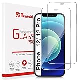 Tentoki 2 Stück, für Panzerglas iPhone 12/12 Pro 6,1 Zoll Schutzfolie,[kratzfest, 9H Härte] Ultra Transparent Displayschutz