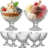 My-goodbuy24 Eisbecher Glas 6 Stück - 200ml Set, Eisschalen, Dessertgläser mit Fuß, Eisgläser, Dessertschalen für Eiscreme, Desserts, Vorspeise, Dessertgläser, Eiscremegläser (6-teiliges Set - 200ml)