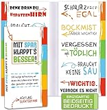 500 Lustige Haftnotizen (10 x 50 Blatt) | Haftnotiz Set mit verschiedenen witzigen Sprüchen für Uni, Schule, Büro oder WG | Bunte Klebezettel zum Lernen und Markieren | Geschenktipp für Studenten