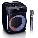 Lenco PA-100 Bluetooth PartyBox - Tragbarer Party-Lautsprecher - Bluetooth 5.0 mit TWS - IPX4 - Partylichter - 100 Watt RMS - 2400mAh - USB - Mikro und Fernbedienung - schwarz