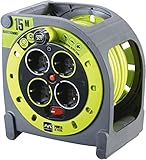 Masterplug Pro-XT Kabeltrommel Verlängerungskabel 15m - Outdoor Steckdose mit 4 Anschlüssen, Thermoschutz & Netzschalter, verlängerungskabel außen