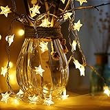 Sterne Lichterketten, 6M 40Pcs LED Batteriebetriebene Lichterketten, Decoration Lightning für Valentinstag Weihnachten Hochzeit Geburtstag Holiday Party Schlafzimmer Indoor & Outdoor (Warm White)