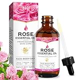 Rosenöl Gesicht 60ML Rose Oil mit Vitamin C Serum Anti-Aging-Falten Gegen dunkle Flecken und müde Haut Feuchtigkeitspflege für Gesicht, Körper, Haut