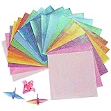 LNQ LUNIQI 100 Blatt Quadratisch Origami Papier Glitzer, 15x15 cm Origami Faltpapier Bunt Bastelpapier Set für Bastelprojekte Sterne, Papierkran, Flugzeuge, Tiere (10 Farben)