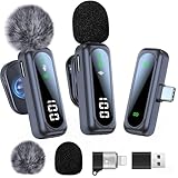 dralud 2 Lavalier Mikrofon für iPhone Handy/Computer, Mikrofon Handy mit Geräuschunterdrückung für USB-C Android, Ansteckmikrofon mit Magnetisches für YouTube, Podcast, Facebook, Vlogging