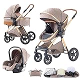 BEBBY 3-in-1 Kinderwagen KombiKinderwagen-Set 2-in-1 Buggy faltbar Luxus Hochlandschaft Neugeborenes Tragbarer Kinderwagen Zusammenklappbarer Kinderwagen Kinderwagen Travel System