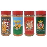 Meat Church BBQ Rub Variety Pack – Honey Bacon BBQ (400 ml), Dia de la Fajita (400 ml), Honey Hog Hot BBQ (368 ml) und Deez Nuts Pecan Rub (400 ml) – 1559 g insgesamt Fleisch Kirche Würzen.