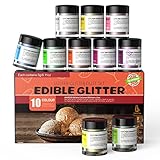 Essbarer Glitzer, Glitzerpuder für Getränke, Kuchenstaub in Lebensmittelqualität, 10 Farbsets zum Dekorieren von Kuchen, Cupcakes, Fondant, Getränken, Pralinen, Vegan und glutenfrei Glitzer-Staub(3g)