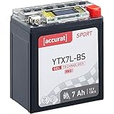 Accurat Motorradbatterie YTX7L-BS - 12V, 7Ah, 130A, rüttelfest, wartungsfrei, LCD Display - Starterbatterie, Gel Batterie in Erstausrüsterqualität für Rasentraktor, Roller, Motorrad, Quad