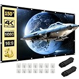 Leinwand Beamer 150 Zoll | 16:9 HD Faltbare Beamer Leinwand Outdoor | Dickerer, Lichtdichterer Projektor Leinwände | Knitterfrei und Leicht zu Tragen - Besonders Geeignet für Outdoor, Camping, Zuhause