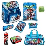 Familando Avengers Schulranzen-Set 9tlg. Scooli Campus Fit mit Dose/Flasche Sporttasche und Regenschutz