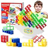 LWMTT Tetra Tower Spiel, Tetris Balance Spielzeug Tower Game,64PCS Tetris Balance Spielzeug Tower Game,Kreatives Stapelspiel Spielzeug, Geschenke für Jungen Mädchen ab 5 6 7 8