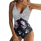 Generisch YNnkian Badeanzug Damen Bauchweg Damen Push Up Badeanzug Einteiliger Strandmode Hoch Taillierte Monokini Badeanzüge für Frauen Swimsuit