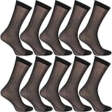 Uaussi 10 Paar Herren-Socken für den Sommer, ultradünn, Seide, durchscheinend, atmungsaktiv, Business-Kleid, Größe L - Schwarz - Einheitsgröße