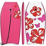 COSTWAY Bodyboard, Schwimmbrett Schwimmboard, Surfbrett Kinder und Erwachsene, Surfboard, Sup-Board 104x51x6cm (Rosa und weiß)