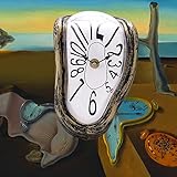 Lafocuse Lautlos Salvador Dali Uhr, Geschmolzene Uhr Ohne Tickgeräusche, Tischuhren Modern Schmelzende Uhr Deko für Regale Schreibtisch 18x13x15cm