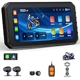 Spedal CL873 Motorrad CarPlay mit 1080P Dual-Kameras, 6,25“ Wireless CarPlay & Android Auto Wasserdichten Bildschirm, Unterstützung Dual Bluetooth, Auto GPS, Siri, Assistent
