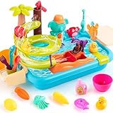 Juboury Küchenspüle Spielzeug Set, kinderwaschbecken mit Wasserhahn, Spielzeugzubehör für die Spielküche, Schwimmendes Angelspielzeug für Das Wasserspiel, Rollenspiel Spielzeug für Mädchen Jungen