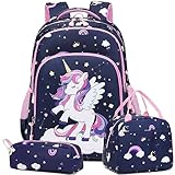 Kimwadalh Kinderucksack Einhorn Rucksack für Mädchen Schulrucksack Kinder Schultasche 3 in 1 Schultaschen Sets Mädchen Schulranzen Kinder Rucksack für Schule 1-3 Klasse