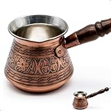 450 ml handgefertigte Mokkakanne aus 2 mm dickem Kupfer graviert - Türkische Kaffeekanne - Türkischer Kaffeekocher - Cezve - Ibrik - Briki - Turkish Coffee Pot - Moka Pot - Kupferkanne - für 5 Per.