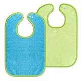 Wörner Baby Lätzchen 2er Set - 2x Kinderlätzchen mit Druckknopf / 100% Baumwolle, OEKO-TEX® Standard 100, größenverstellbar, sehr saugfähig - Blau Grün