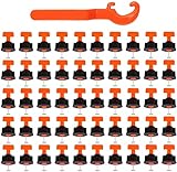 sysoon 50 Sets Fliesen-Nivelliersystem Kit - Wiederverwendbares Flieseninstallationswerkzeug Kit für den Bau von Wänden und Böden (Orange, Edelstahl, 51 Stück)