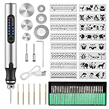 Uolor Kabellos USB Wiederaufladierbar Gravur Werkzeug Kit, Elektrischer Mini Graveur Gravurwerkzeug, Tragbar Gravurstift Multifunktionswerkzeug für Schmuck Glas Holz Kunststoff Metall Stein, YL062_DE