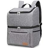 Lifewit 21L, isolierter Kühltasche, Thermo Lunchtasche, Kühlrucksack, auslaufsichere Doppeldecker-Kühltasche für Männer, Frauen, Mütter für Lunch, Picknick, Einkaufen, Reisen, Grau