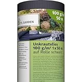 TTL Garden 50m² Unkrautvlies mit 100g/m² - 1m x 50m Gartenvlies auf Rolle - wasserdurchlässig reißfest UV-stabil & atmungsaktiv - Mulchvlies Vlies Folie gegen Unkraut - schwarz