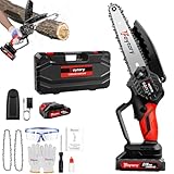 Akku Kettensäge 21V, 6 Zoll Mini Kettensäge mit Akku, 2 Kette, Kettensäge Elektrisch Handsäge Einhand Handkettensäge mit Sicherheitsschloss für Gartenarbeit Baumbeschneidung Holzschneiden