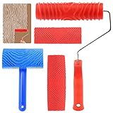 Mardatt Holzmaserung Malwerkzeug Set MS16 MS21 Gummi Empaistische Maserung Muster Roller Maler mit Griff, Kunst Tapete Imitation Holz Textur Maserung Werkzeug für DIY Wand Zimmer Dekoration